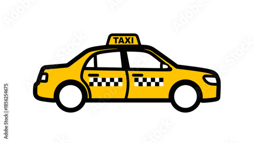 Yellow Taxi Cab Vehicle Illustration.