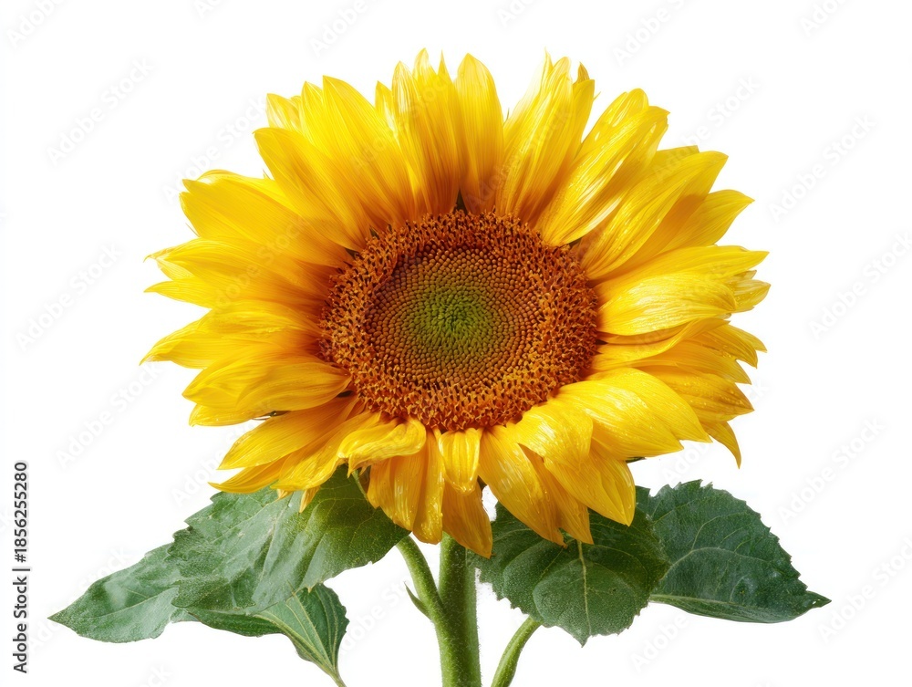 Fototapeta premium Vibrant sunflower blooming against a clean white background