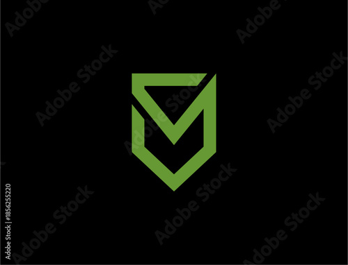 Free Download Abstract geometric shape logo green on black - GFXLoad