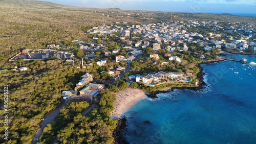 Aerial view of Puerto Baquerizo Moreno Galapagos