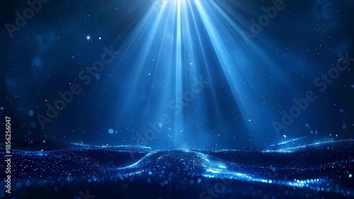 輝く粒子の海を前進 神秘的な夜景