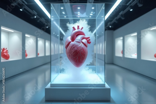 Preserved Frozen Heart Displayed as Emotional Artifact Concept