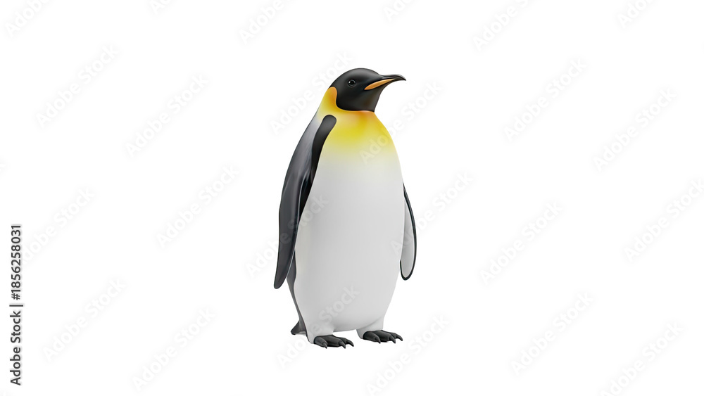 Fototapeta premium 3D Emperor Penguin Standing Still Isolated on transparent background