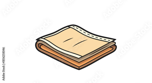 A cartoon image depicting a neatly folded stack of fabrics in various tan colors