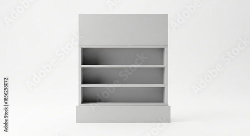 Blank Retail Display Shelf Unit Product Presentation Mockup Empty Store Fixture Isolated on White Background