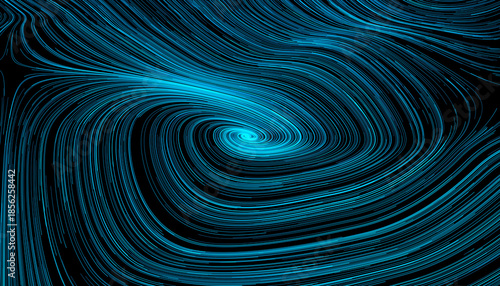 Digital Data Stream with Glowing Blue Lines on Dark Background

