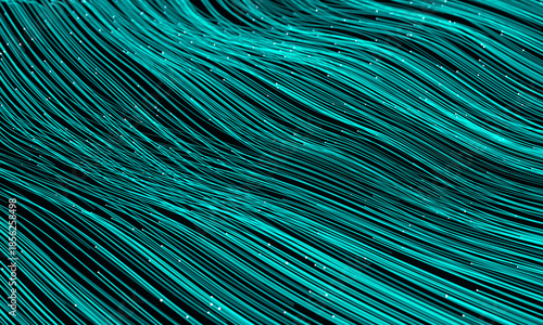 Digital Data Stream with Glowing Blue Lines on Dark Background

