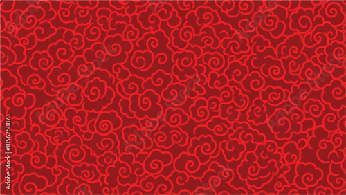 Vibrant red swirling pattern illustration showcasing intricate design elements from a close-up viewpoint