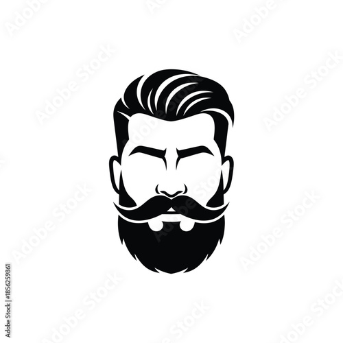 men's haircut styles. Hair, mustache and beard simple logo.