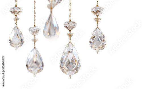 Crystal chandelier illustration featuring sparkling hanging elements realistic reflections and home decor concept isolated on transparent background PNG