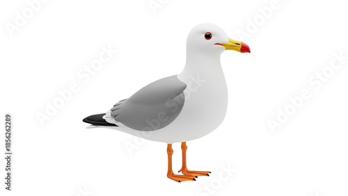3D Cartoon Seagull on transparent background