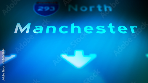  Crime Filler Shot - Cinematic Manchester New Hampshire Highway Sign at Night