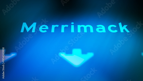 Crime Filler Shot - Cinematic Merrimack New Hampshire Highway Sign at Night