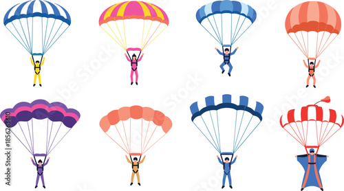 People Jumping, Flying, and Landing for Extreme Sport and Adventure.