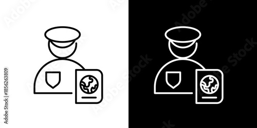 Passport Control Officer Icon - Immigration and Travel Document Verification