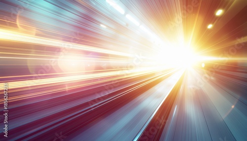 スピード感ある光のライン背景。A background of light lines with a sense of speed.