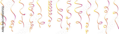 Vibrant collection of curly and wavy party streamers for festive celebration design Vector, illustration