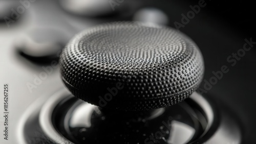 A close-up of a textured joystick button on a game controller