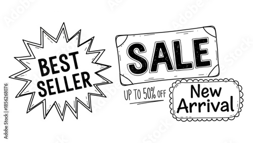 Sale Best Seller Label and Sticker Set Vector