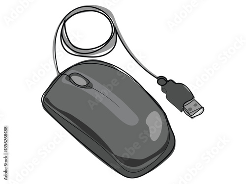 Mouse cursor in a continuous line drawing style.