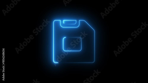 Neon File Manager Icon Animation on Black Background, Looping Folder and Data Organization Symbol for Storage, Document Control, UI UX Interface, Digital Software System
