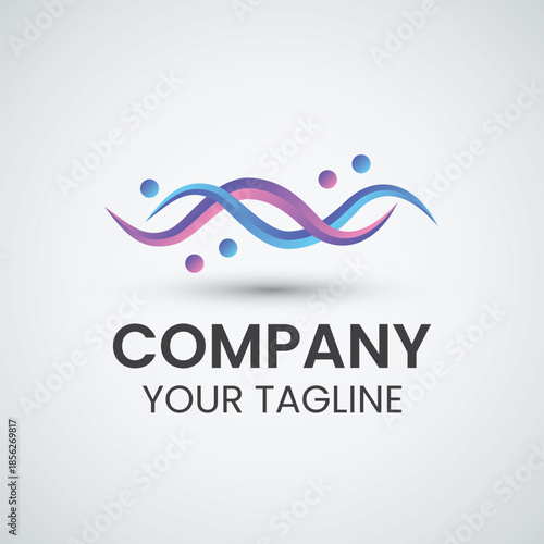 Abstract Dynamic Wave Logo with Colorful Gradient for Media and Communication