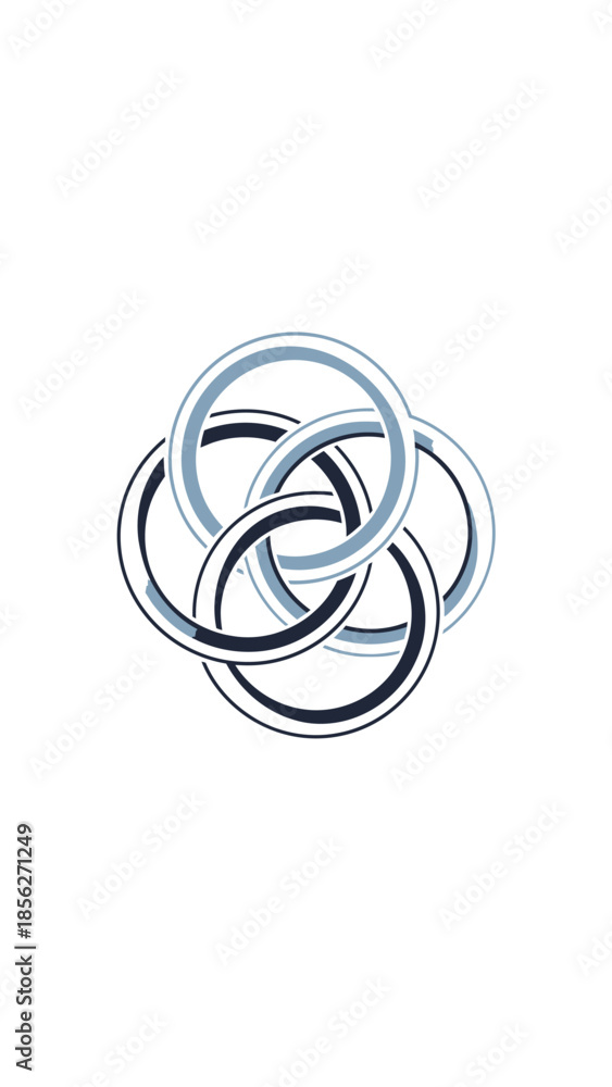 Fototapeta premium Interlocking Rings Symbolizing Unity and Connection on White Background.