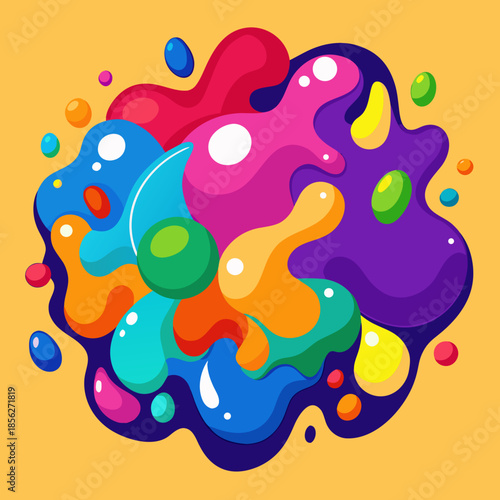 Vector illustration of an abstract colorful background featuring a funny cartoon fish swimming in blue sea water with a summer bubble pattern design