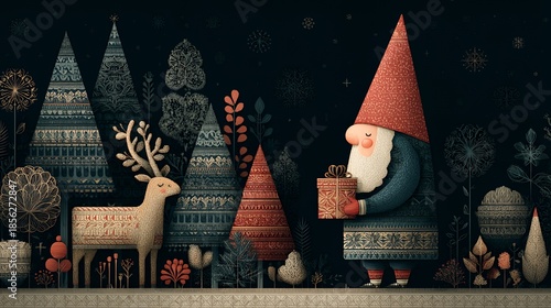 Midnight Forest Gnome: Whimsical Winter Woodland with Handcrafted Gifts