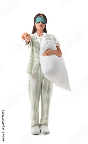 Female sleepwalker in pajam...