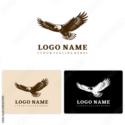 Heritage flying eagle vector logo for tactical branding & outdoor apparel