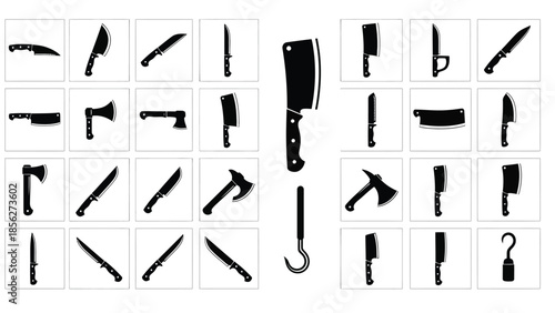 Collection of various knife and axe silhouettes