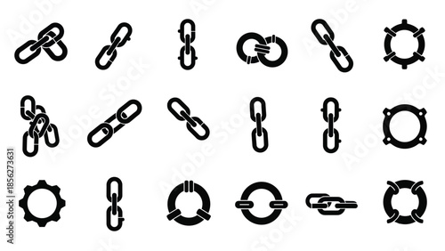 Collection of chain and link icons in various styles