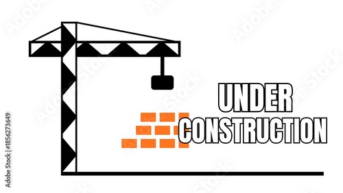 Stylized crane lifting brick with 