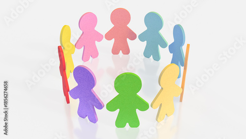 Colorful People Figures Standing Together Representing Diversity and Community Concept 3d render.