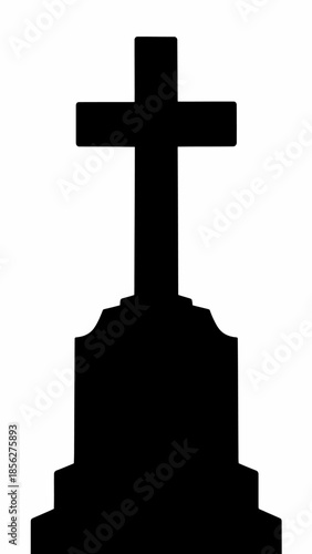 Christian Cross Silhouette on Monument.