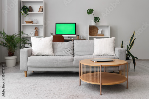 Modern computer with blank ...