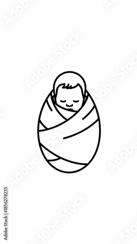 Newborn Baby Wrapped in Blanket Sleeping.
