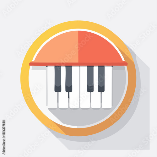 Stylized Piano Keyboard with Orange and Red Design.