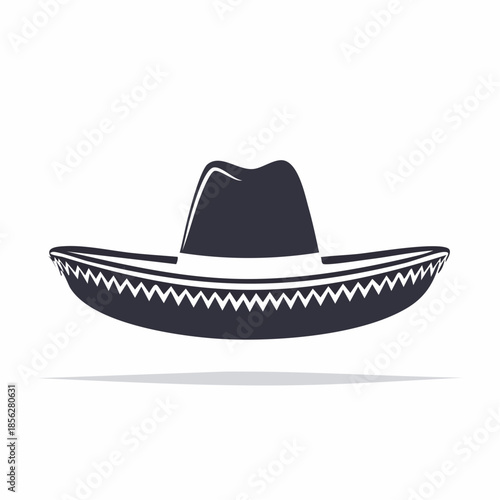 Stylized Sombrero Hat with Zigzag Brim Design.