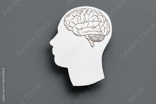 Paper human head with brain...