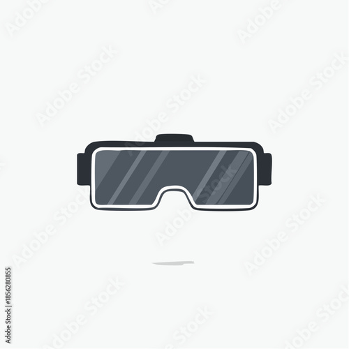 Stylized Virtual Reality Headset with Dark Gray Lenses and White Frame.