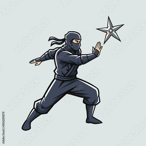 Ninja Warrior in Action - Throwing Star Precision.