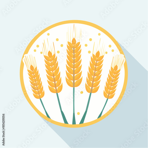 Stylized Wheat Stalks in a Circle Grain Illustration.