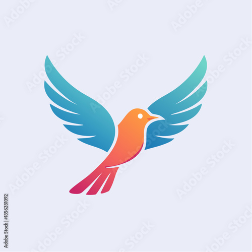 Stylized White Dove in Flight with Red Accent Markings.