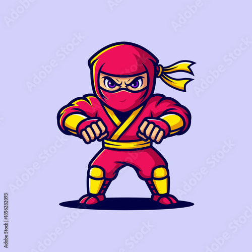 Cartoon Ninja Ready for Action with Intense Focus.