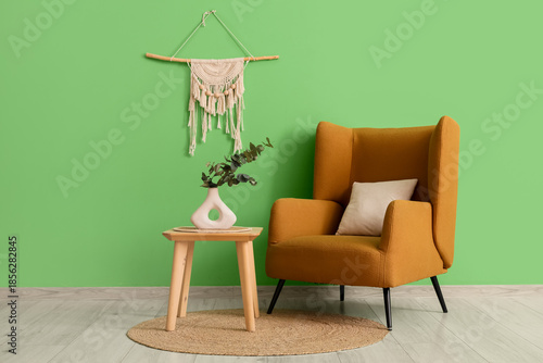 Cozy mustard armchair with ...