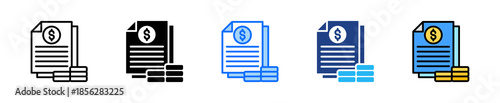 Financial Record Icon Set Multiple Style Collection