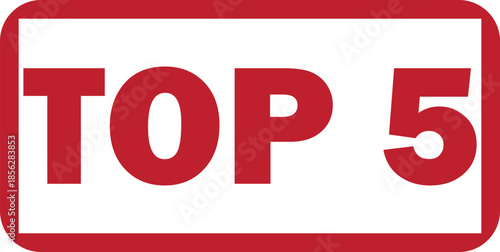 A bold red graphic displaying 'TOP 5' text within a white-bordered rectangle, signifying a ranked list or selection.