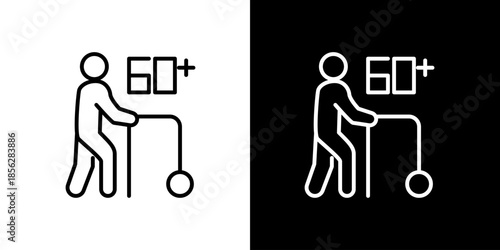 Elderly person with walker icon representing senior living and age care services